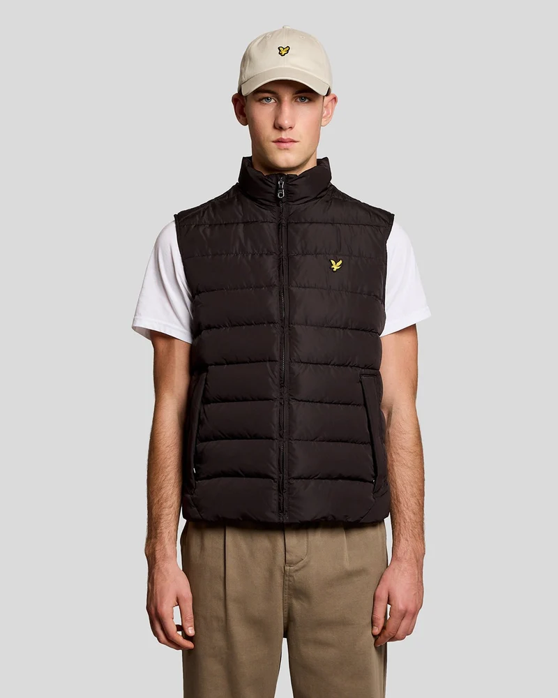 Lyle & Scott Gewatteerd gilet voor heren | Gitzwart