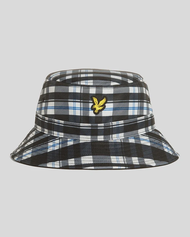 Lyle & Scott Bucket hat met Schotse ruit | Gitzwart / Wit