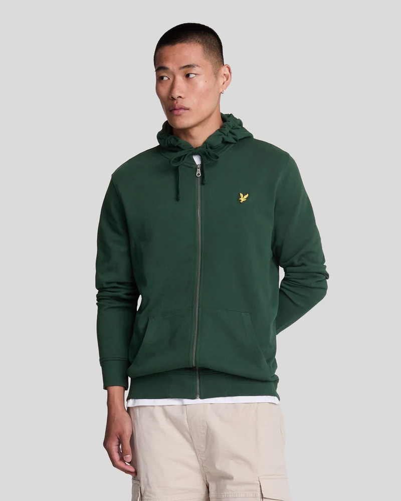 Lyle & Scott Hoodie met volledige ritssluiting van katoen met lusjes aan de achterkant | Donkergroen