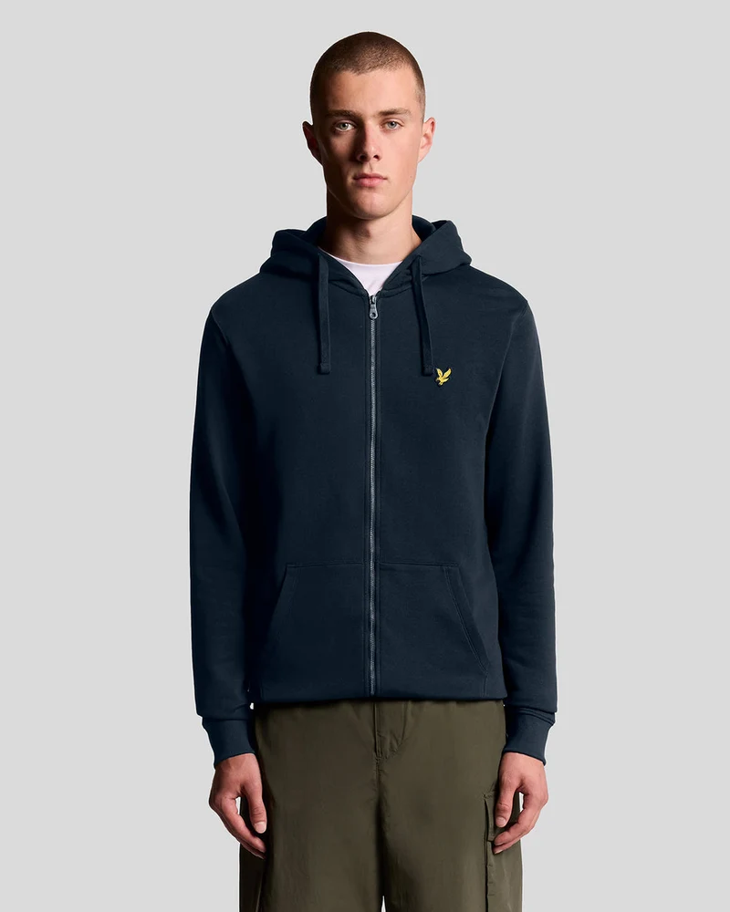 Lyle & Scott Hoodie met volledige ritssluiting van katoen met lusjes aan de binnenkant | Donkerblauw