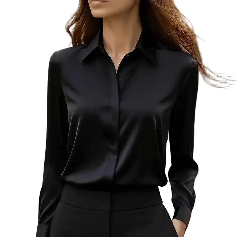 Dames Blouse met Lange Mouwen en Revers