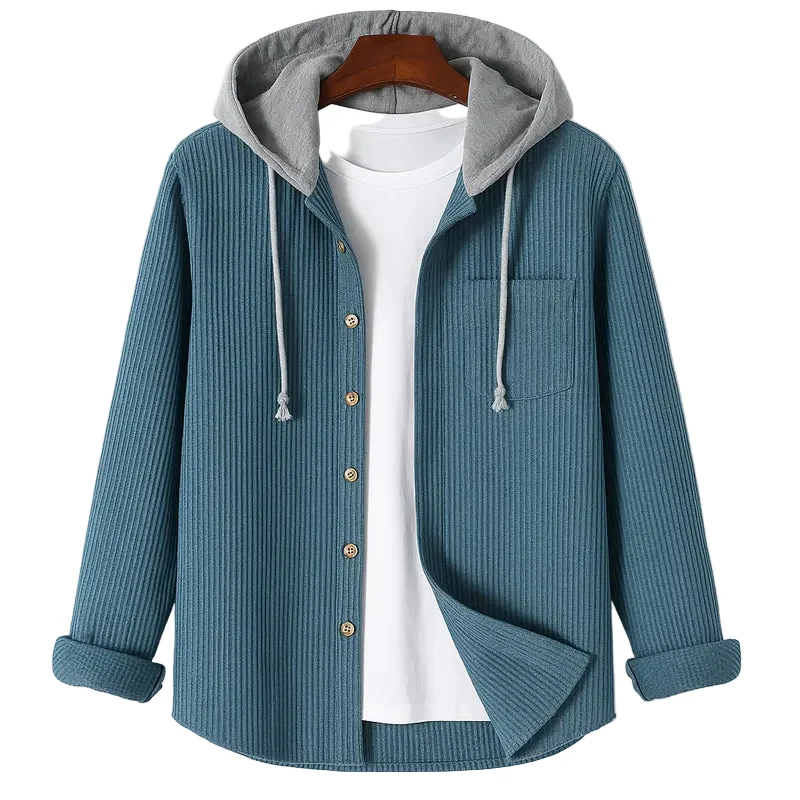 Heren Overshirt met Capuchon en Knoopsluiting