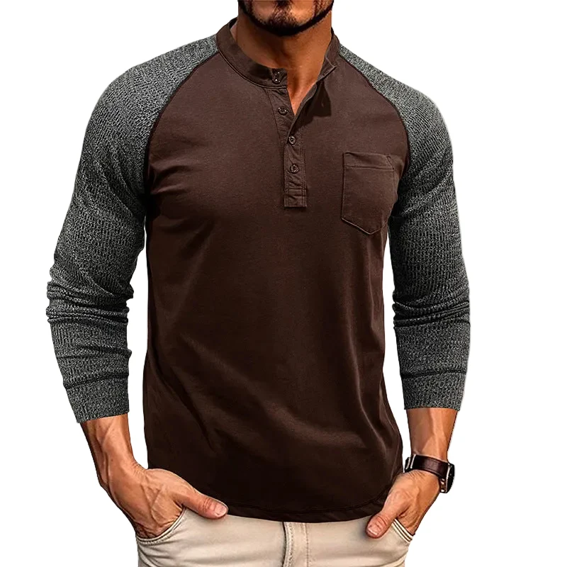 Heren Henley-shirt Tweekleurig Stijlvol