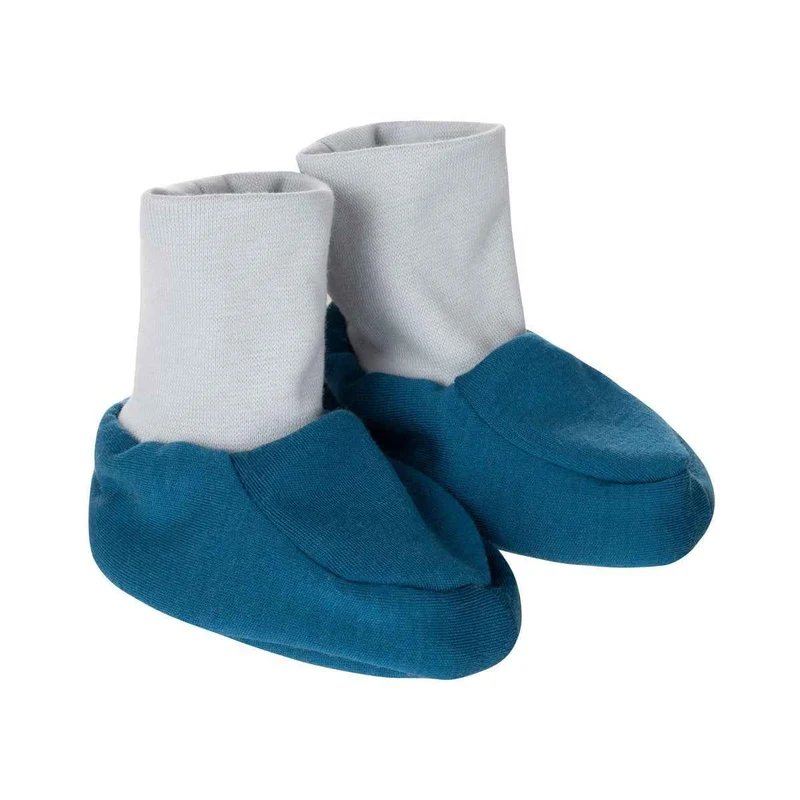 Babyschoentjes van merinowol met turquoiseblauwe voering