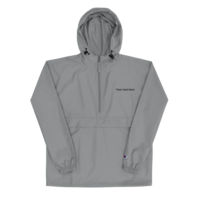 Upload your own text - Personalized Embroidered Champion Packable Jacket
