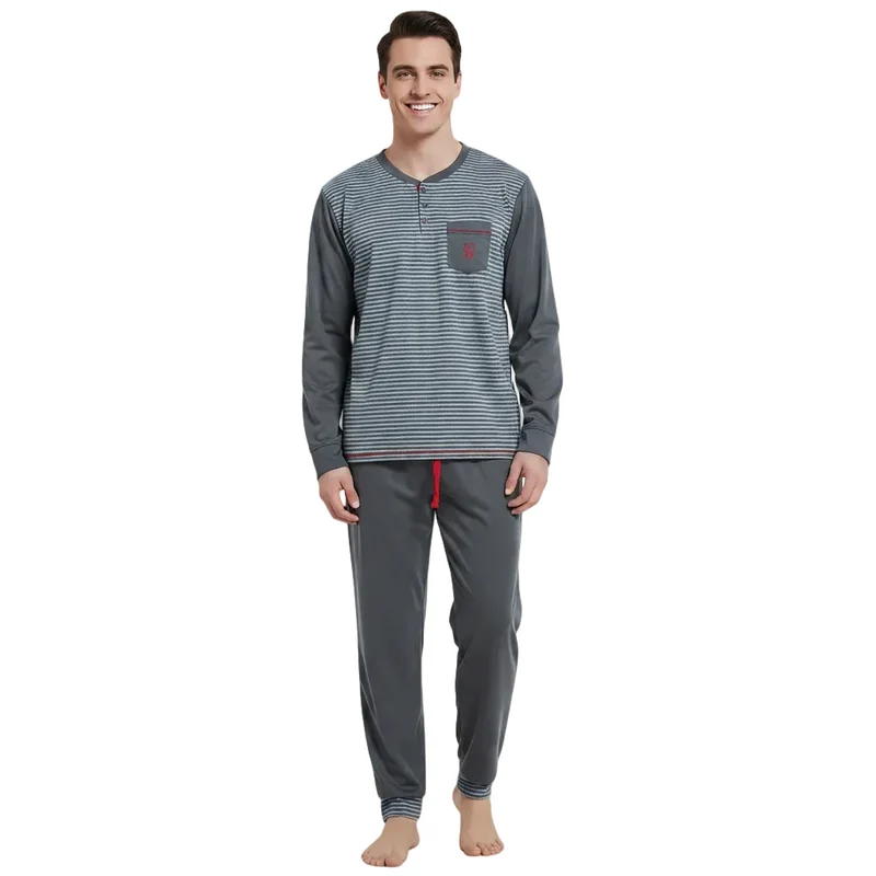 Pyjamasets voor heren met geborstelde afwerking – Ultiem comfort voor knusse nachten