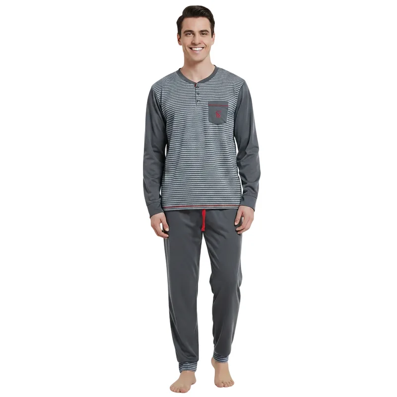 Pyjamasets voor heren met geborstelde afwerking – Ultiem comfort voor knusse nachten