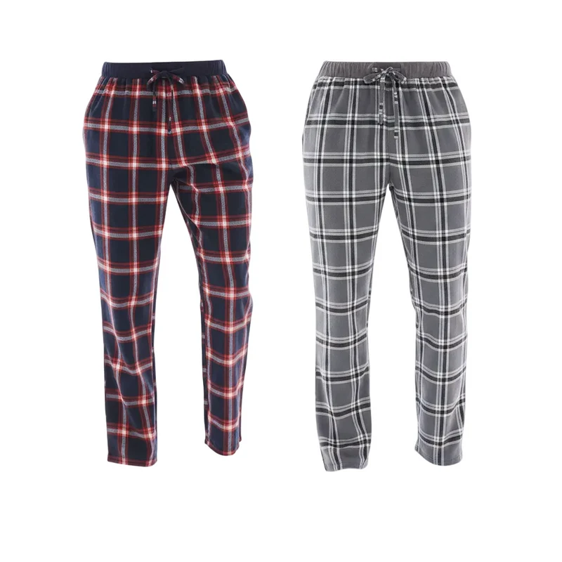 Pyjamabroek van katoenflanel voor heren - Lichtgewicht en comfortabel, set van 2