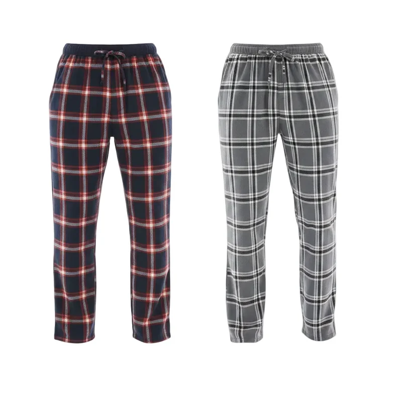 Pyjamabroek van katoenflanel voor heren - Lichtgewicht en comfortabel, set van 2