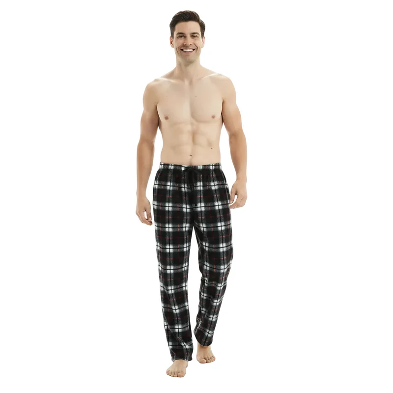 Fleece loungebroek voor heren - Zwart-rode pyjamabroek voor ultiem comfort en stijl.