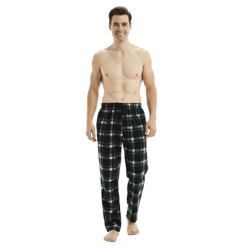 Herenpyjamabroek van fleece in blauw en zwart - Comfortabele loungebroek