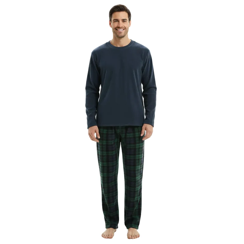 Groene fleece pyjamasets met lange mouwen voor ultiem comfort en stijl.