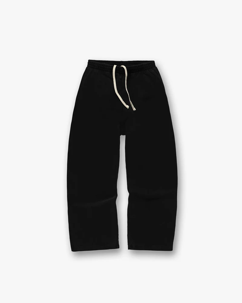 Initial Wide Leg Sweatpants - Jet Black