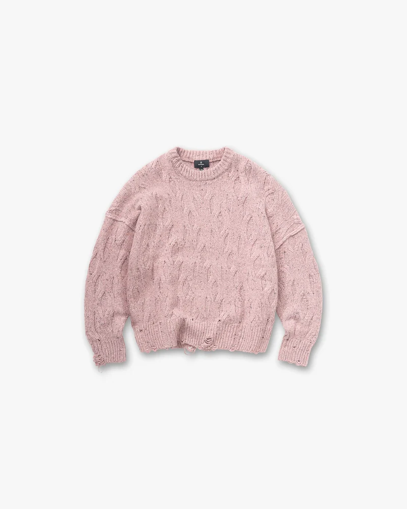 Distress Knit Sweater - Washed Pink