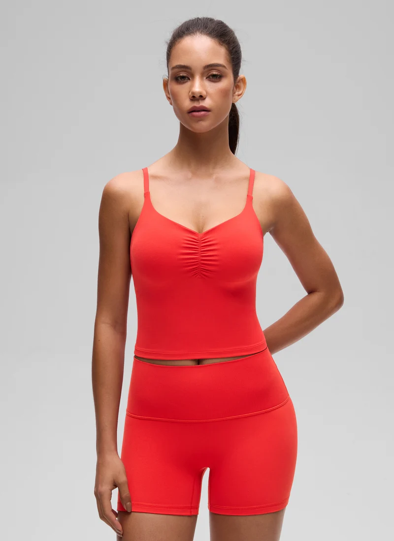 Butterluxe V Neck Ruched Built in Bra Tank