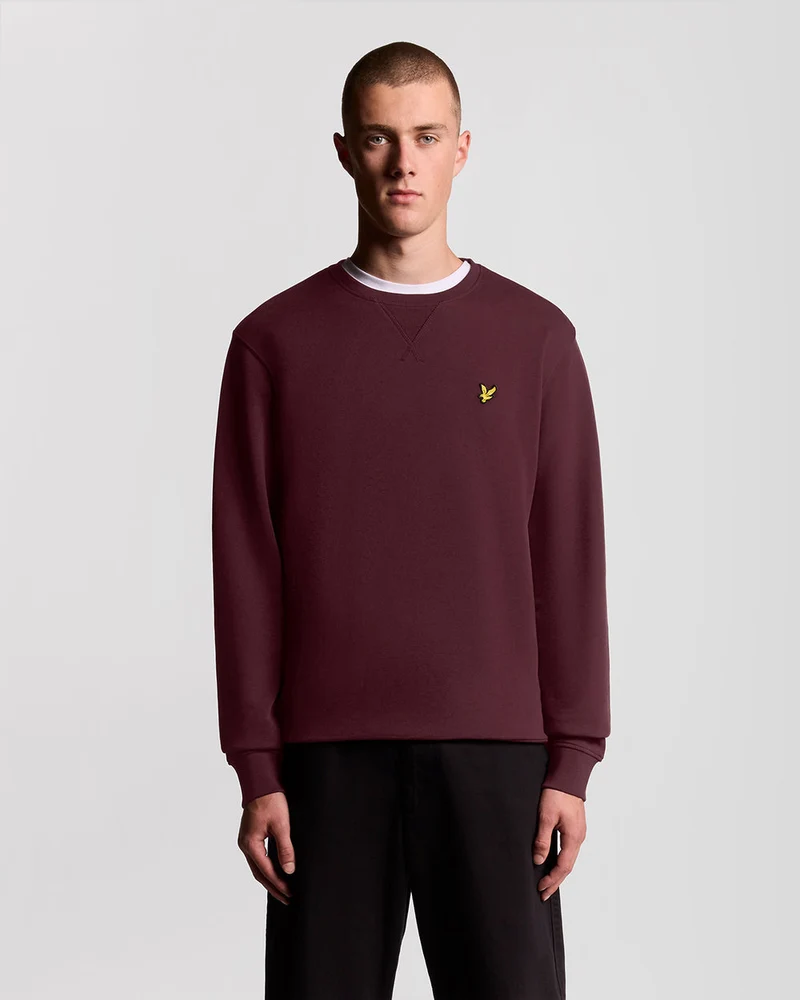Lyle & Scott Herensweatshirt met ronde hals | Bordeauxrood
