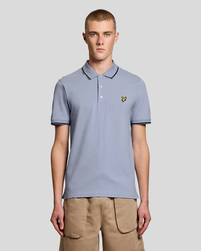 Lyle & Scott Polo shirt met bies voor heren | Bubble Blue Jet Black