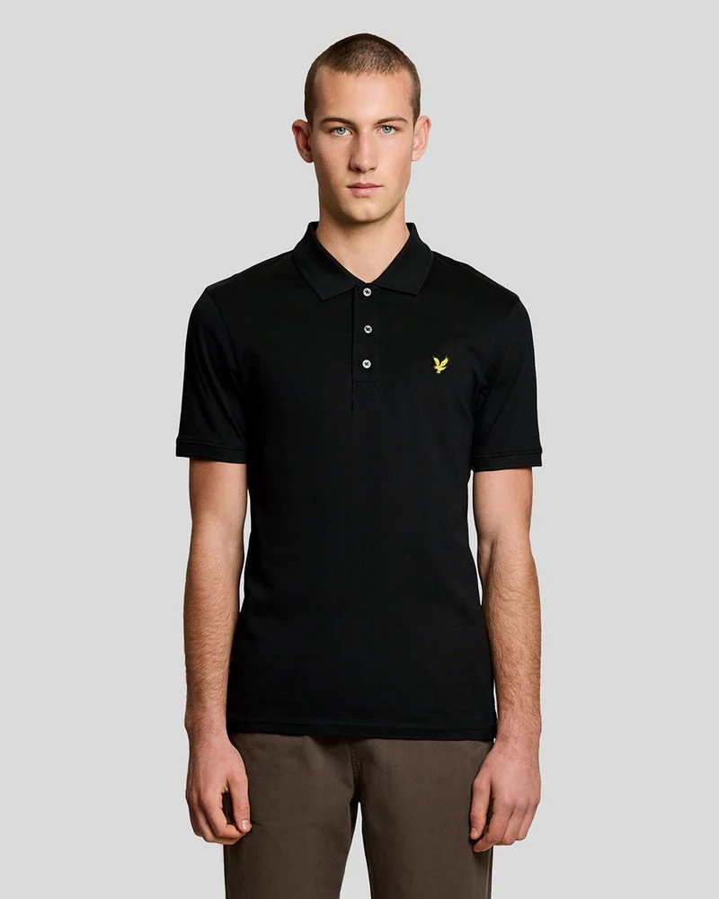 Lyle & Scott Heren poloshirt van katoenen jersey | Gitzwart