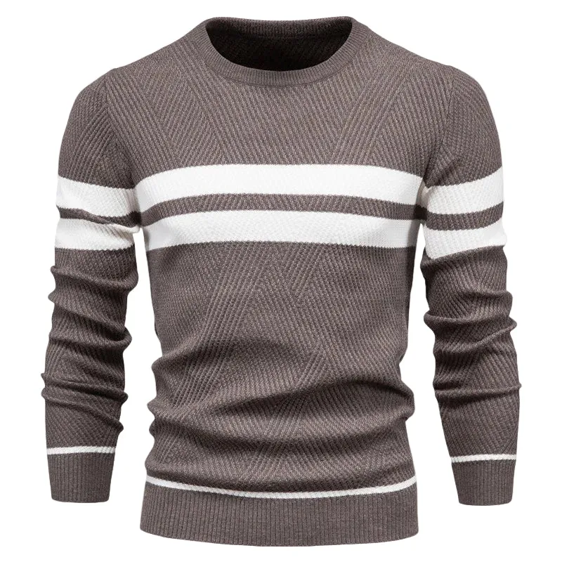 Heren Sweater Met Streepdesign Casual Ronde Hals