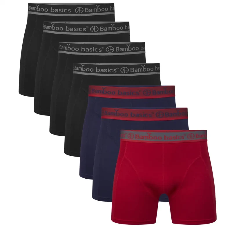 Bamboo Basics 7-pak heren boxers - Rico - Rood/Blauw/Zwart