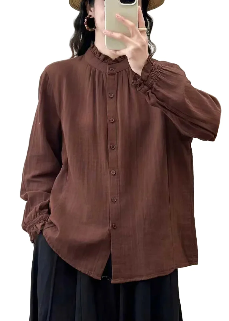 Dames Oversized Blouse met Opstaande Kraag