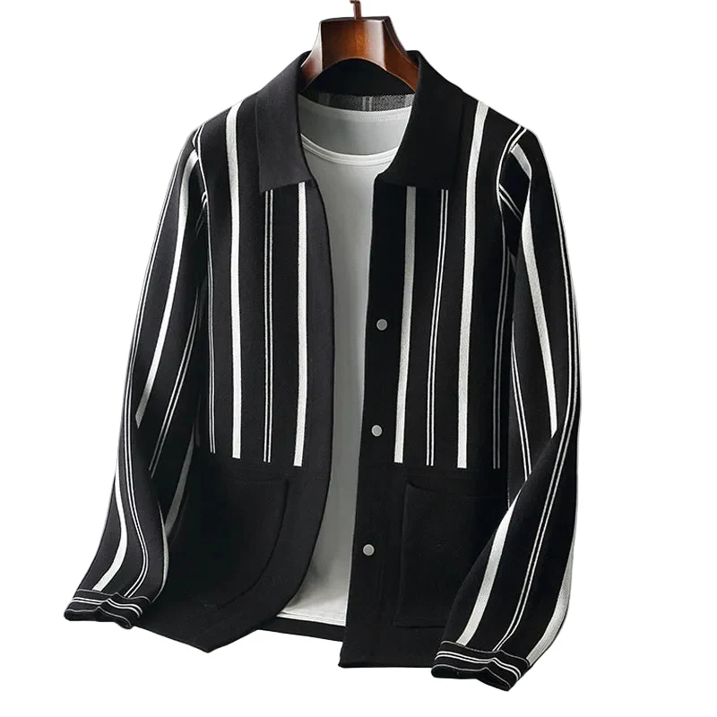 Heren Cardigan Groot Gestreept