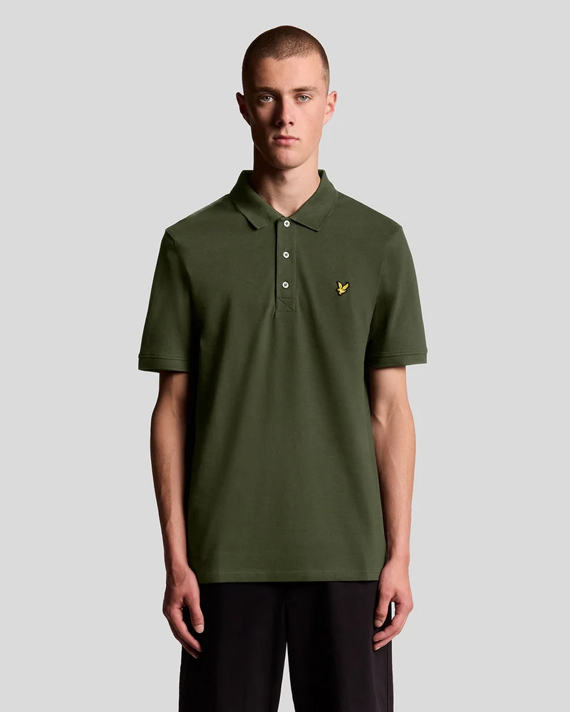 Lyle & Scott Heren katoenen poloshirt | Olijfgroen