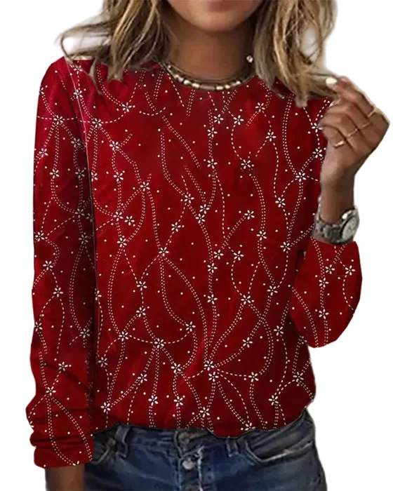 Dames Top Lange Mouwen Trendy Print voor Casual en Chic Gelegenheden