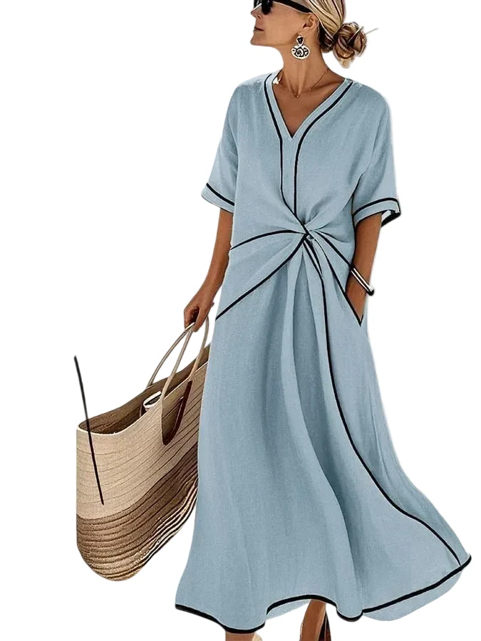 Dames Jurk Zomerstijl Met Verticale Strepen Voor Casual Look