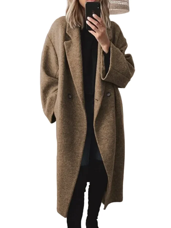 Dames Oversized Jas Lange Stijlvolle Look
