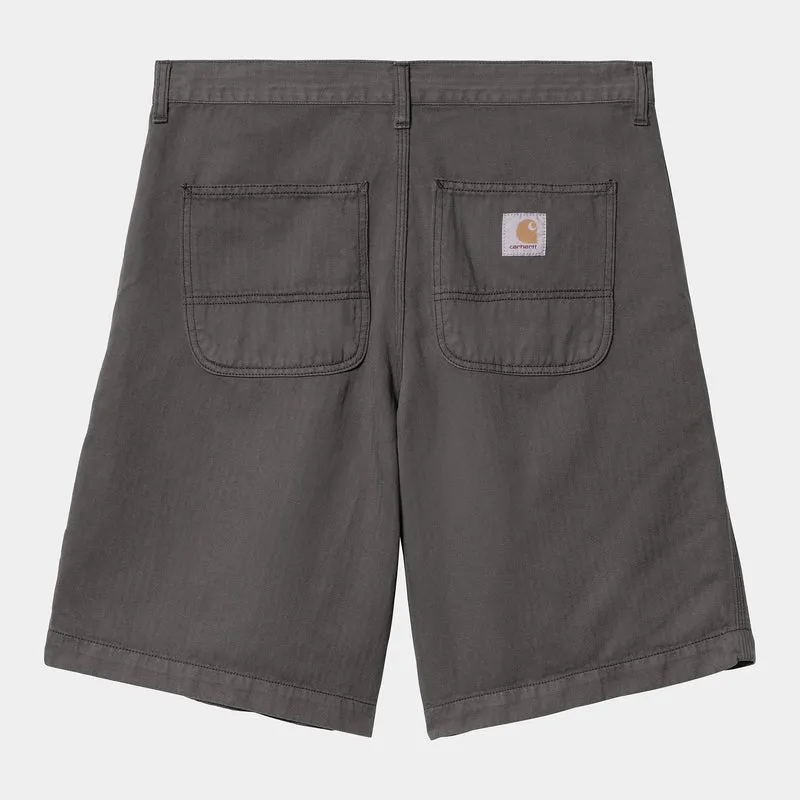 Carhartt WIP Heren Cooper Shawnee Herringbone Short | Grafiet Garment Dyed
