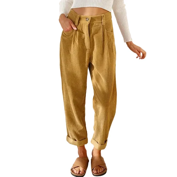 Damesbroek Hoge Taille Met Elastische Band Casual Stijlvol