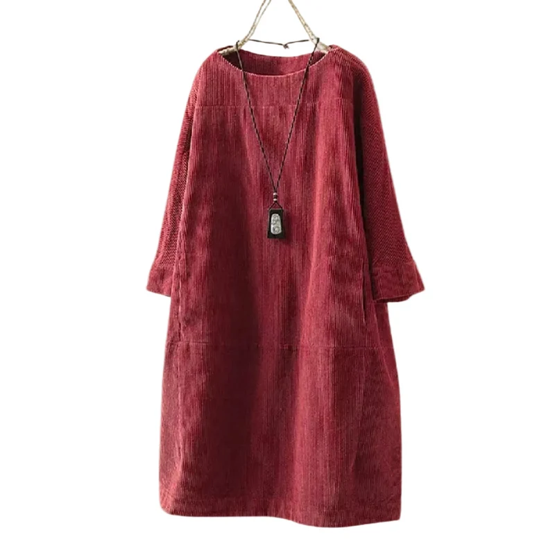 Dames Jurk Vintage Stijl Met Ronde Halslijn