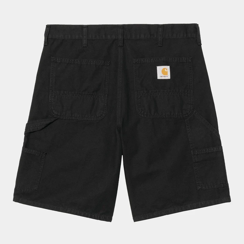 Carhartt WIP HEREN Double Knee Hubbard Canvas Short | Zwart Stone Washed