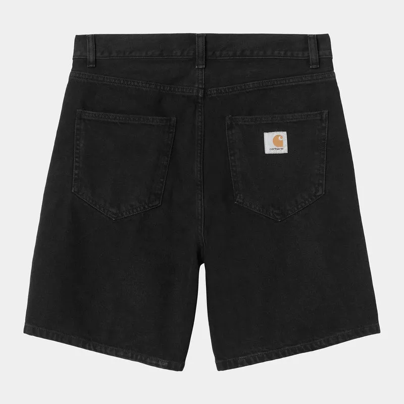 Carhartt WIP Heren Nolan Marshfield Denim Short | Zwart Stone Washed