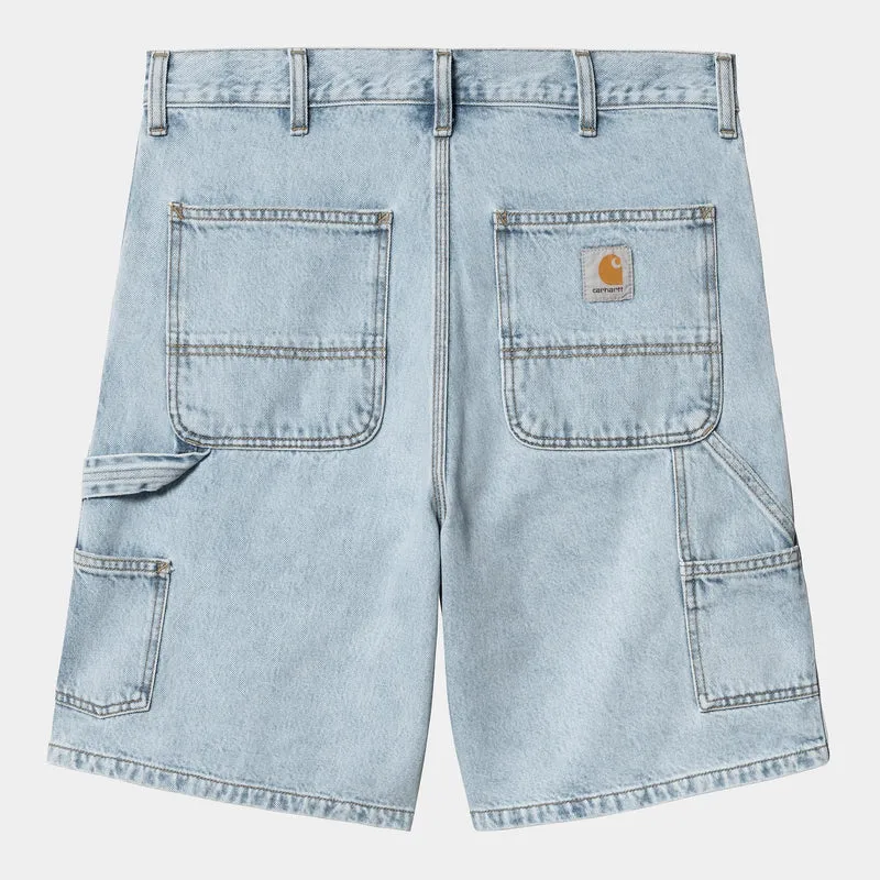 Carhartt WIP HEREN Double Knee Smith denim short | Blauw zwaar gebleekt