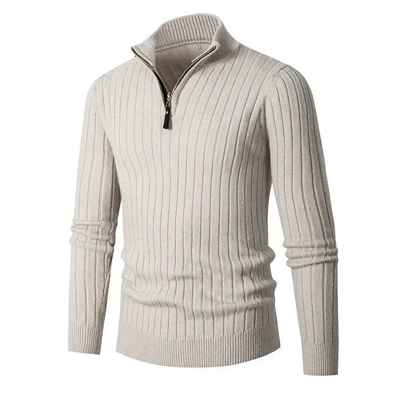 Heren Sweater met Halve Rits en Hoge Kraag