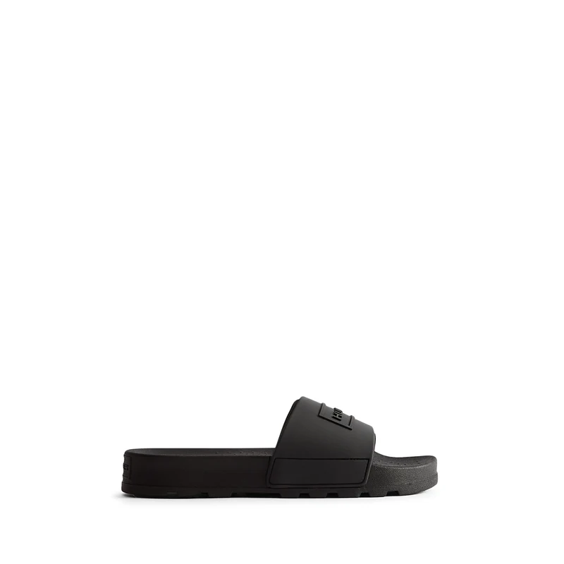 Unisex Core Embossed Silicon Logo Slider Black