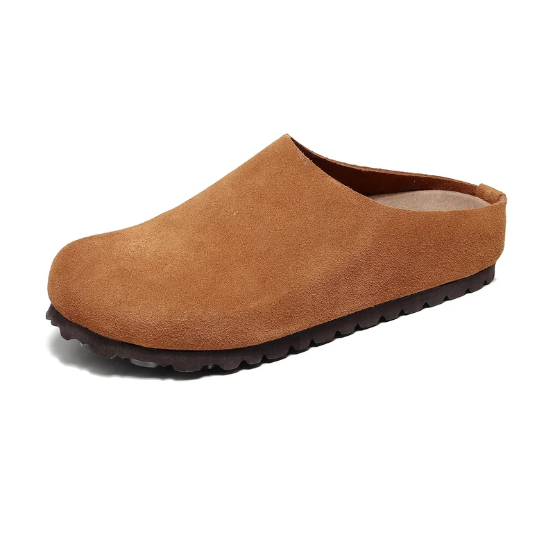 Cork Footbed Sandals with Arch Support - Comfortable Anti Slip Leather Clogs