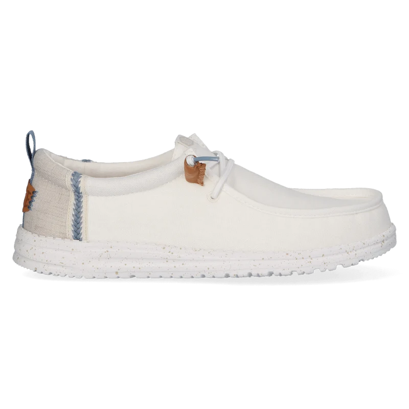 Wally Craft Linen Heren Instappers White/Stone Grey