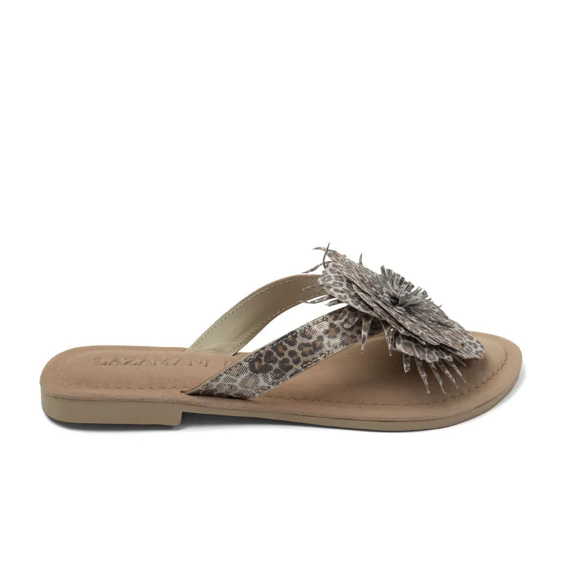 Nomi Dames Teenslippers Suede Silver Leopard