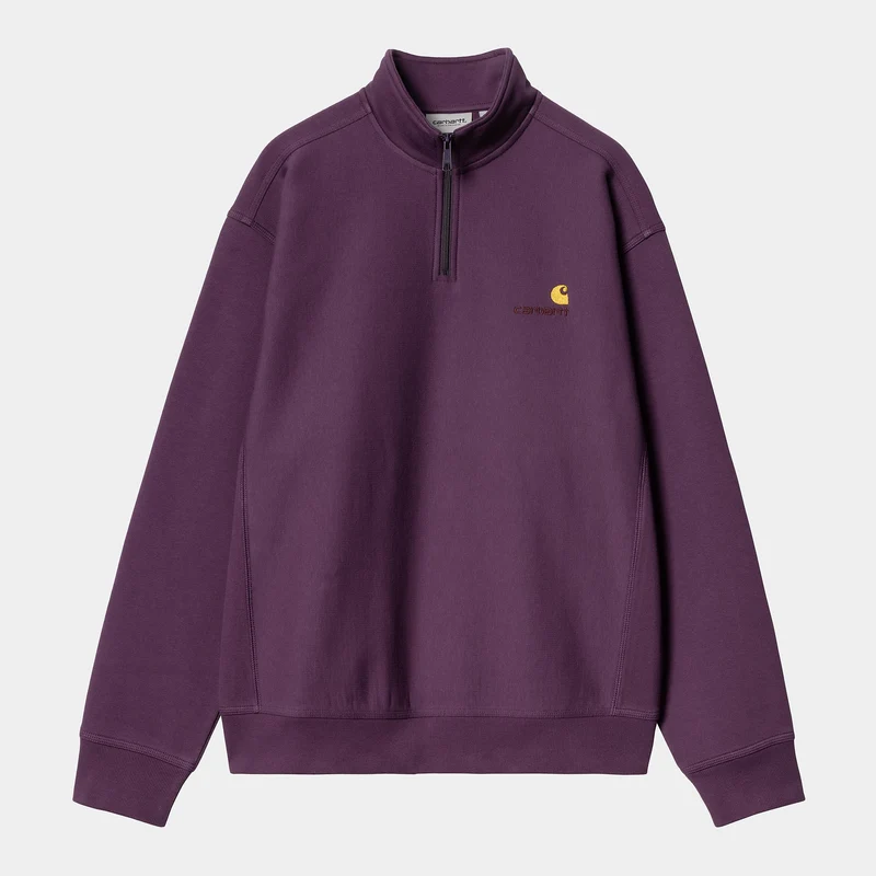 Carhartt WIP Heren halve rits American Script Sweatshirt - Bosbes