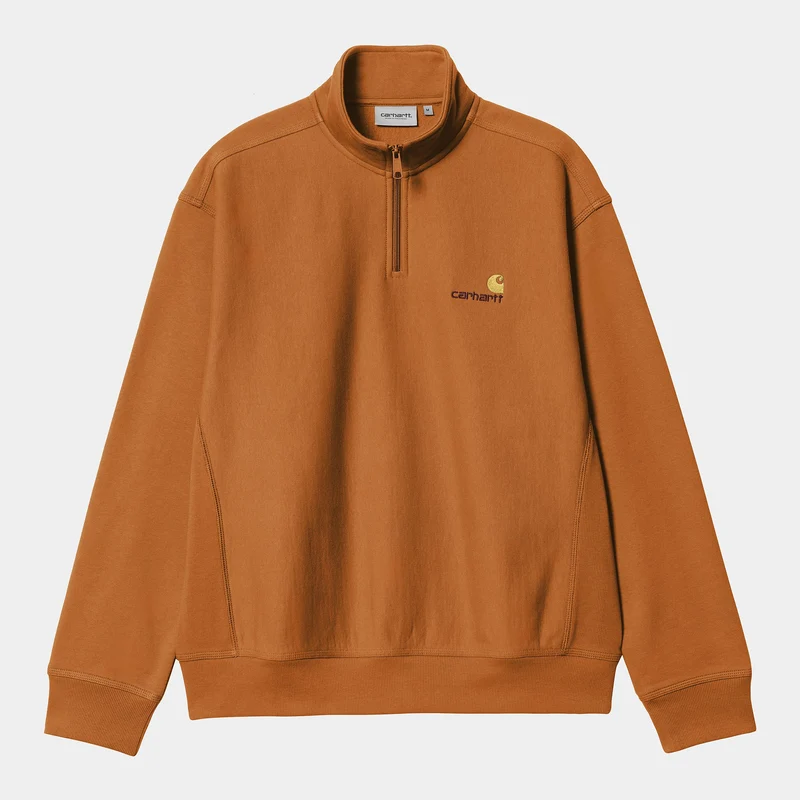 Carhartt WIP Heren halve rits American Script Sweatshirt - Sienna