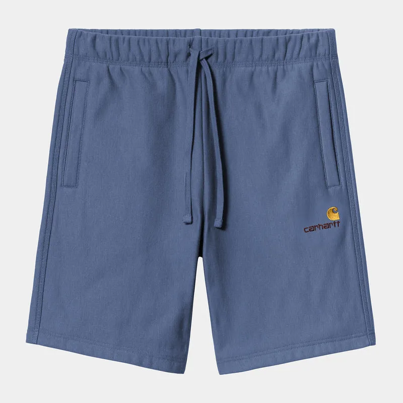 Carhartt WIP HEREN American Script Sweatshorts - Blauwe Iris