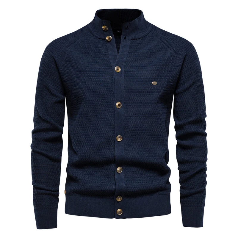 Heren Sweater met Opstaande Kraag en Knoopsluiting