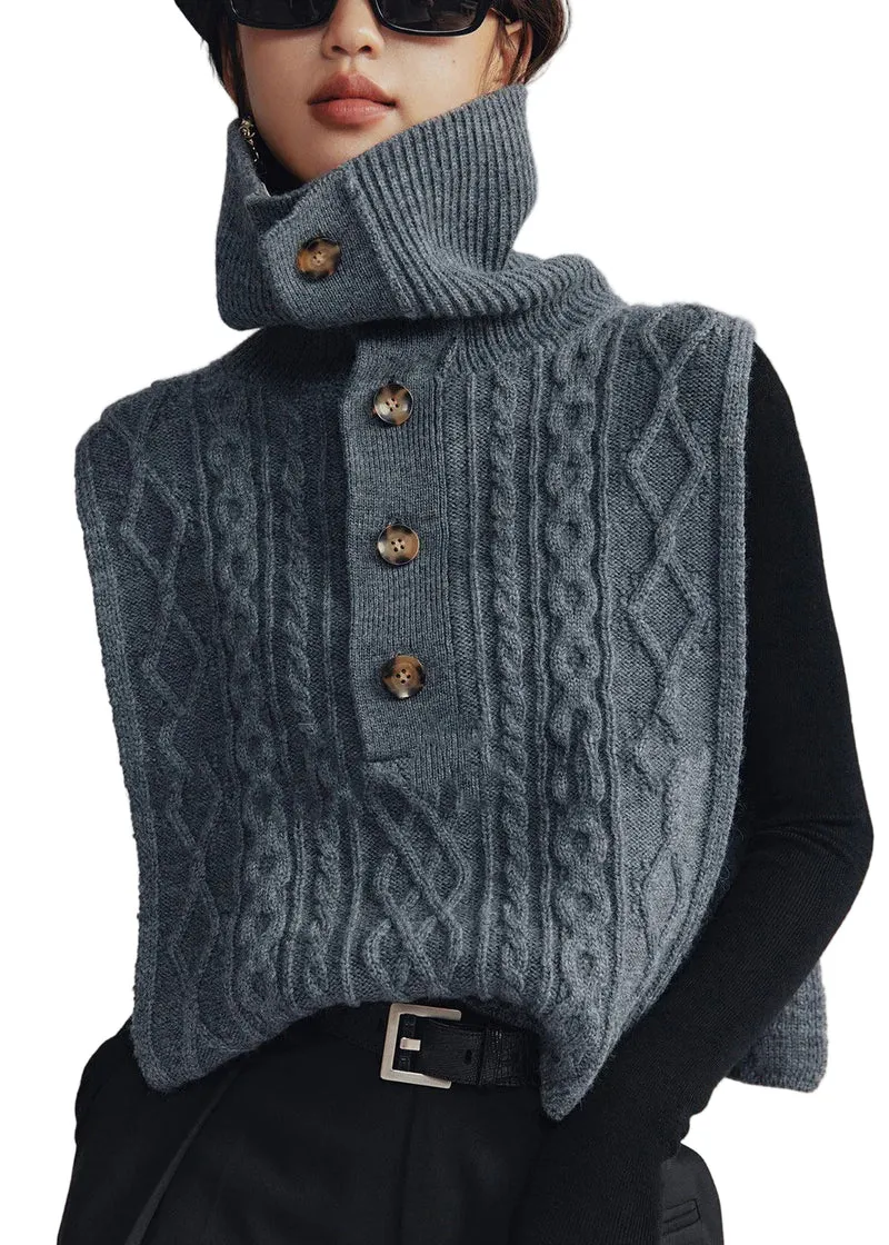 Dames Mouwloos Vest met Col en Knoop