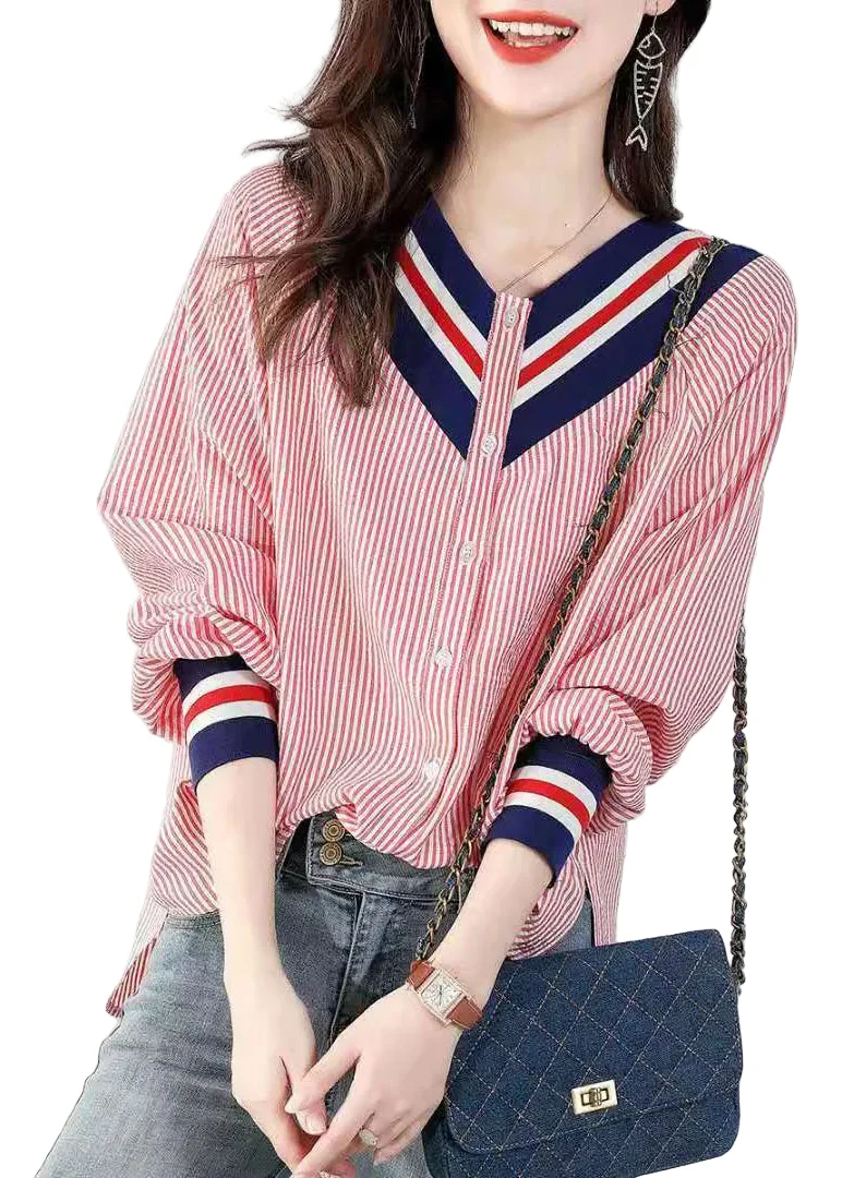 Dames Blouse V-hals Gestreept