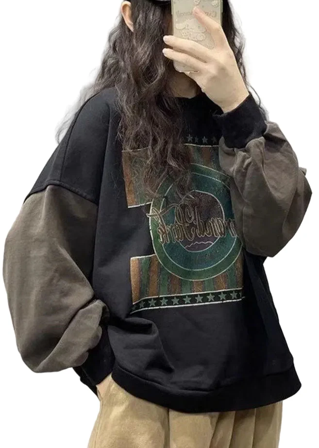 Dames Sweatshirt met Zwarte Print Casual Stijl