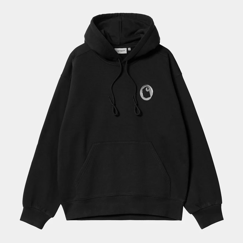 Carhartt WIP Heren Charm Link Hoodie - Zwart / Zilver Stone Washed