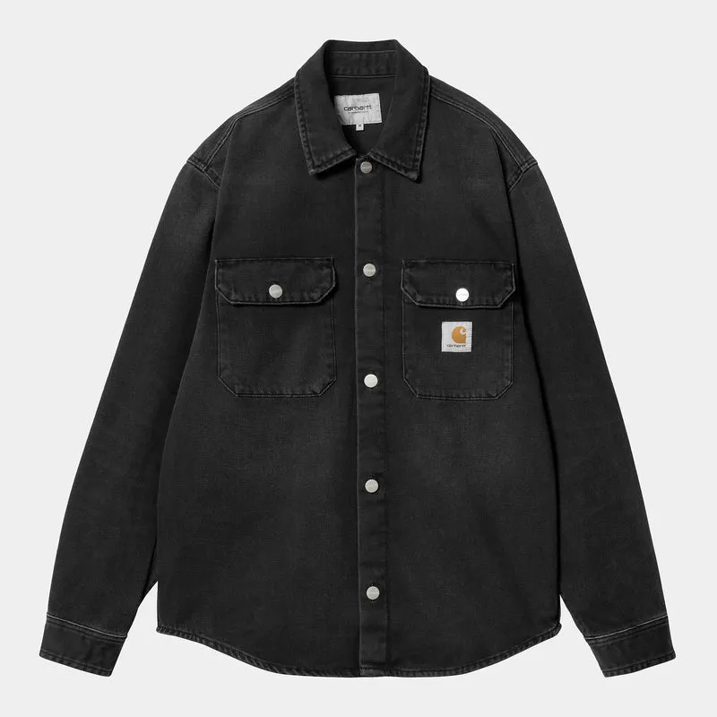 Carhartt WIP Heren Harvey Shirtjack - Zwart Donker Gebruikt Wassen